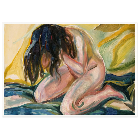 Weeping Nude (1919) Art Print | Edvard Munch - Framed Poster - 30x40 cm / 12x16″ - Black frame