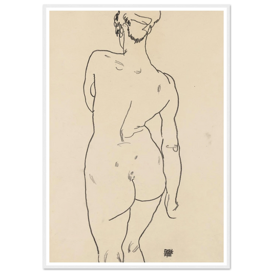 Weiblicher Rückenakt (1998) Art Print | Egon Schiele - Framed Poster - 70x100 cm / 28x40″ - Black frame