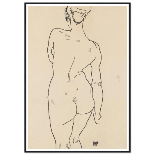 Weiblicher Rückenakt (1998) Art Print | Egon Schiele - Framed Poster - 70x100 cm / 28x40″ - Black frame