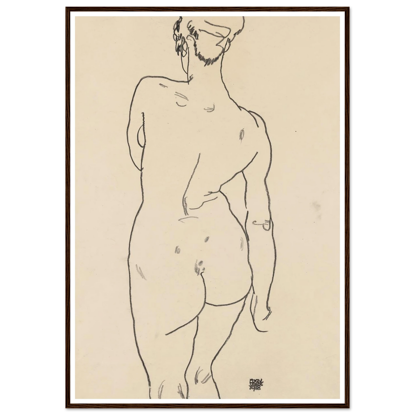 Weiblicher Rückenakt (1998) Art Print | Egon Schiele - Framed Poster - 70x100 cm / 28x40″ - Black frame