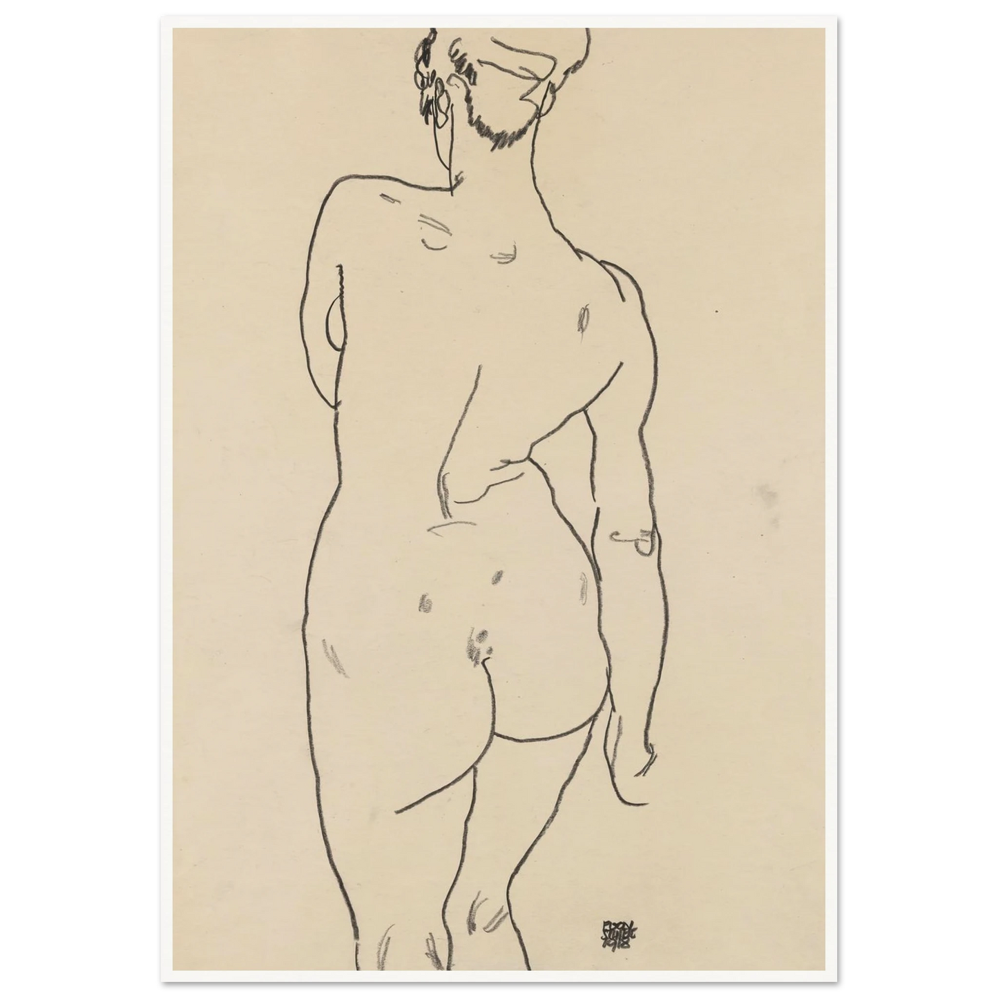 Weiblicher Rückenakt (1998) Art Print | Egon Schiele - Framed Poster - 70x100 cm / 28x40″ - Black frame