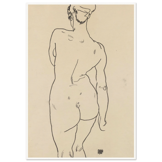 Weiblicher Rückenakt (1998) Art Print | Egon Schiele - Framed Poster - 70x100 cm / 28x40″ - Black frame