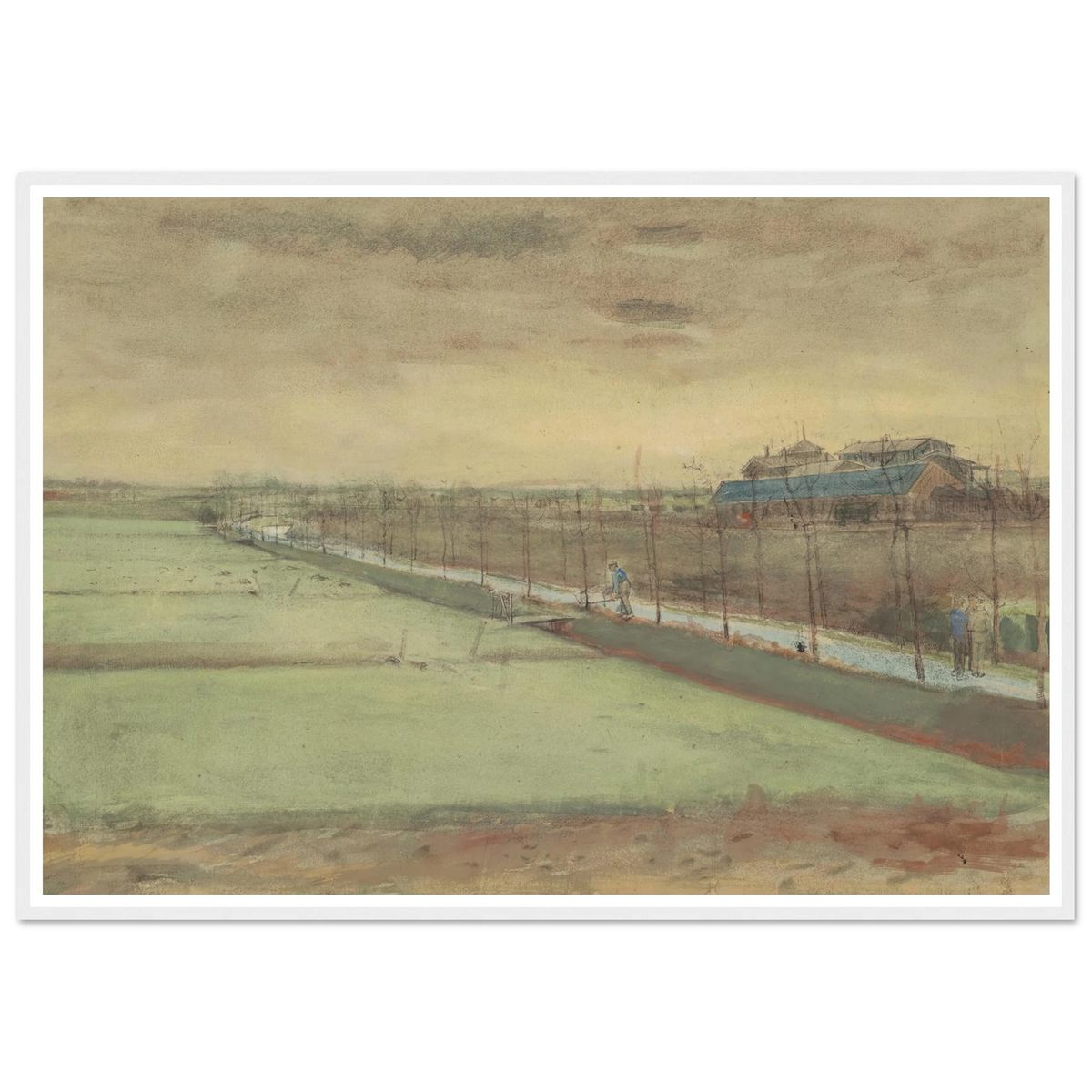 Weilanden bij Rijswijk en de Schenkweg (1882) Art Print | Vincent van Gogh - Framed Poster - 30x40 cm / 12x16″ - Black frame