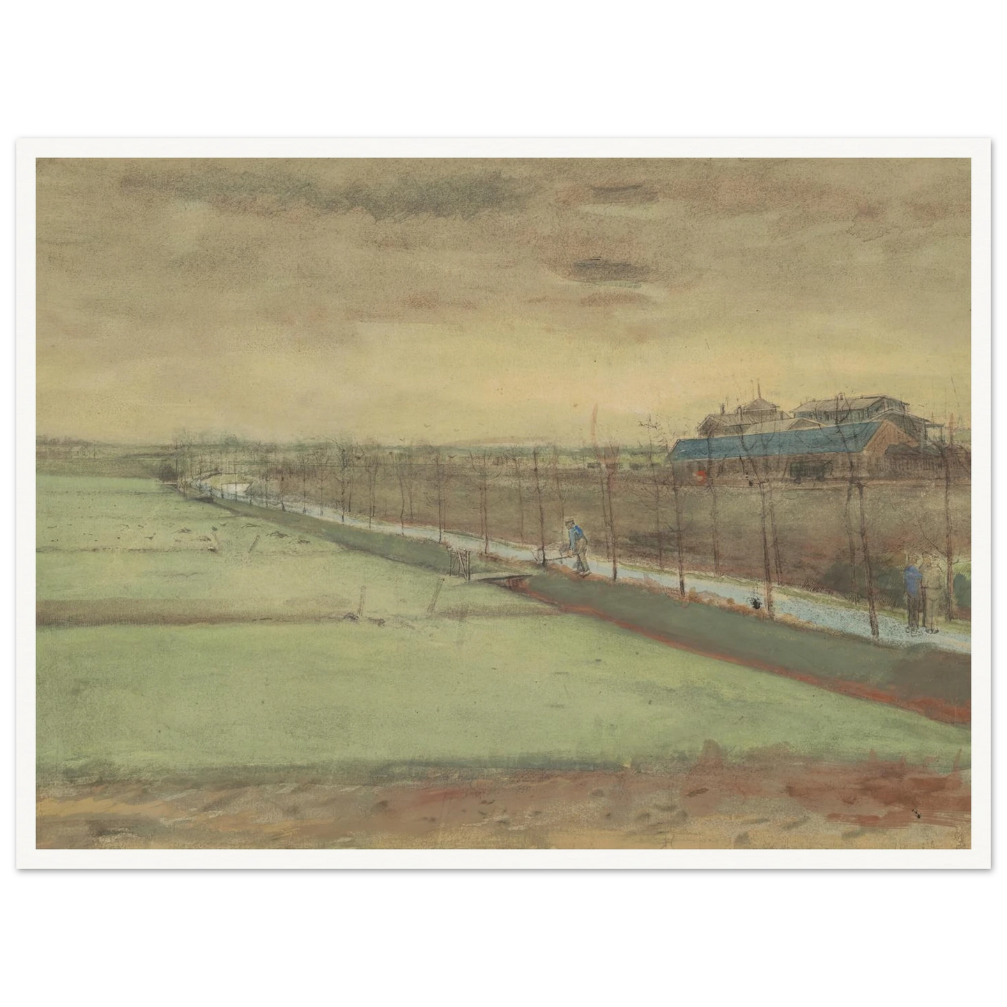 Weilanden bij Rijswijk en de Schenkweg (1882) Art Print | Vincent van Gogh - Framed Poster - 30x40 cm / 12x16″ - Black frame