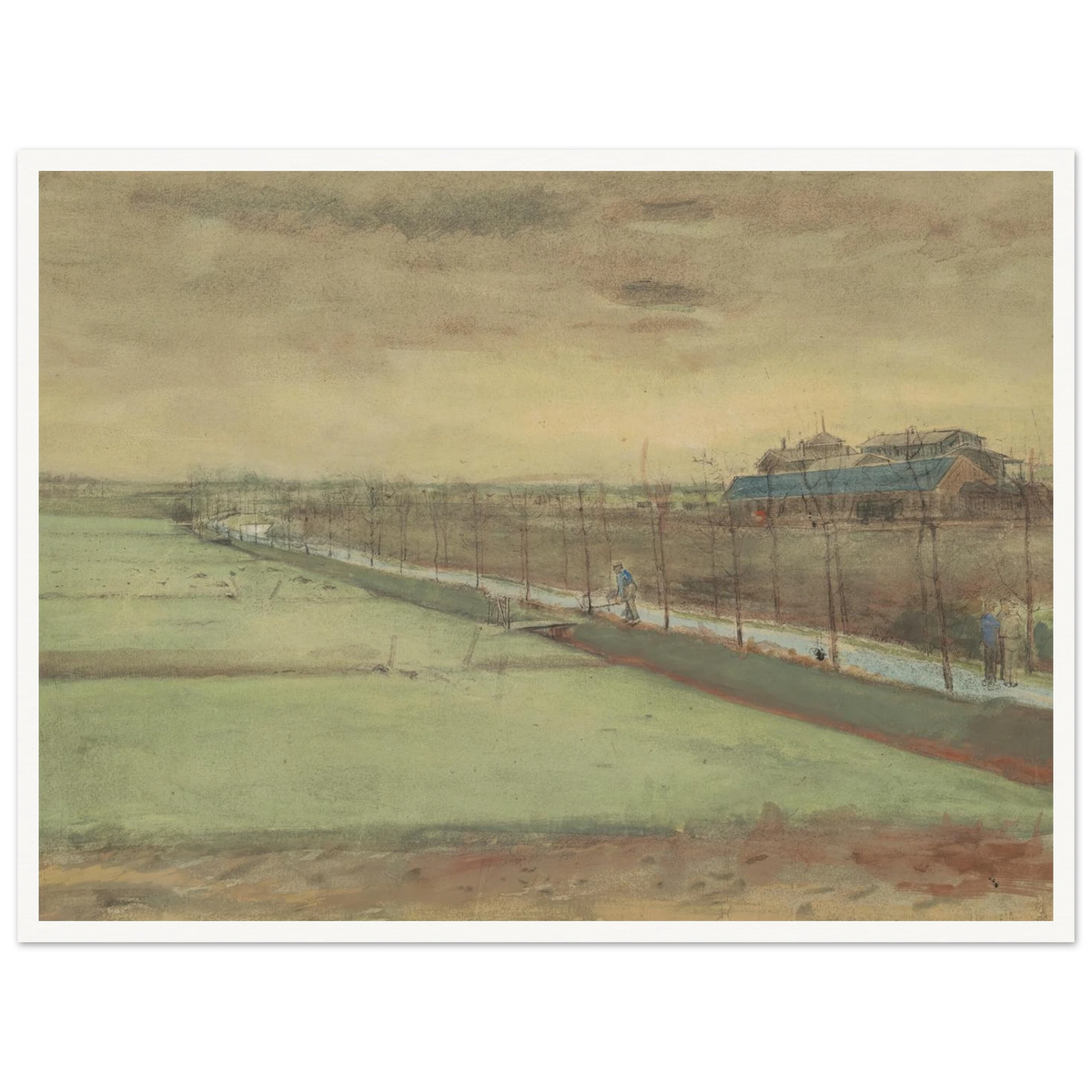 Weilanden bij Rijswijk en de Schenkweg (1882) Art Print | Vincent van Gogh - Framed Poster - 30x40 cm / 12x16″ - Black frame