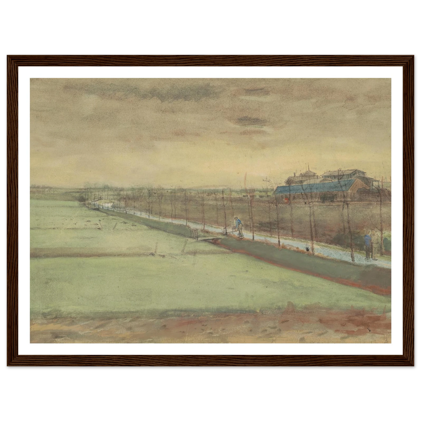 Weilanden bij Rijswijk en de Schenkweg (1882) Art Print | Vincent van Gogh - Framed Poster - 30x40 cm / 12x16″ - Black frame