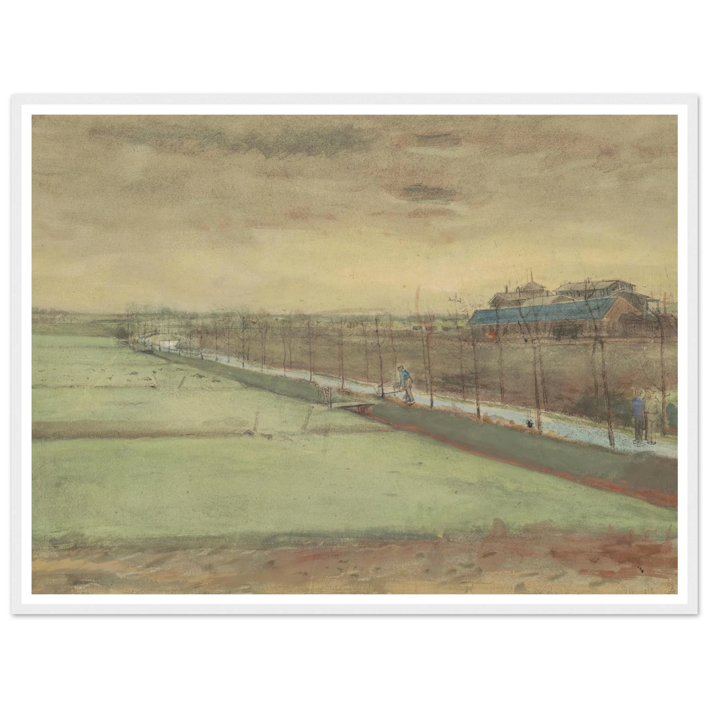 Weilanden bij Rijswijk en de Schenkweg (1882) Art Print | Vincent van Gogh - Framed Poster - 30x40 cm / 12x16″ - Black frame