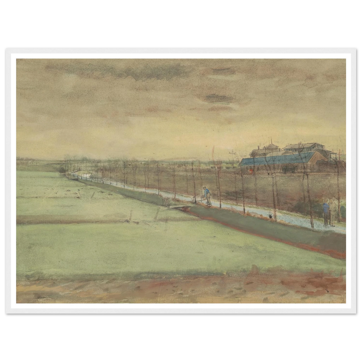 Weilanden bij Rijswijk en de Schenkweg (1882) Art Print | Vincent van Gogh - Framed Poster - 30x40 cm / 12x16″ - Black frame