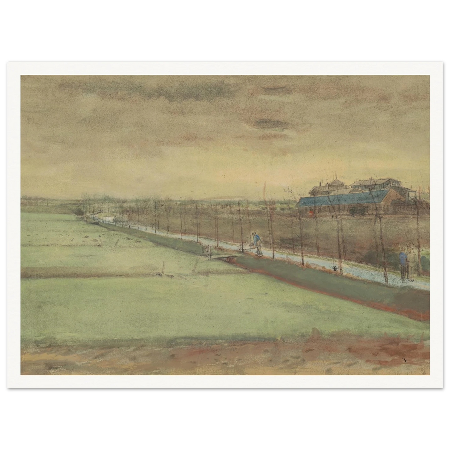 Weilanden bij Rijswijk en de Schenkweg (1882) Art Print | Vincent van Gogh - Framed Poster - 30x40 cm / 12x16″ - Black frame