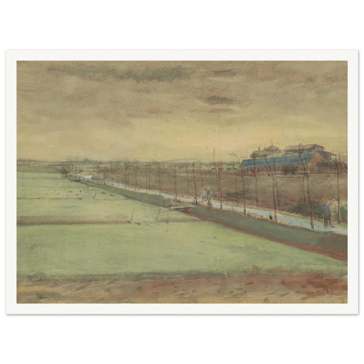 Weilanden bij Rijswijk en de Schenkweg (1882) Art Print | Vincent van Gogh - Framed Poster - 30x40 cm / 12x16″ - Black frame