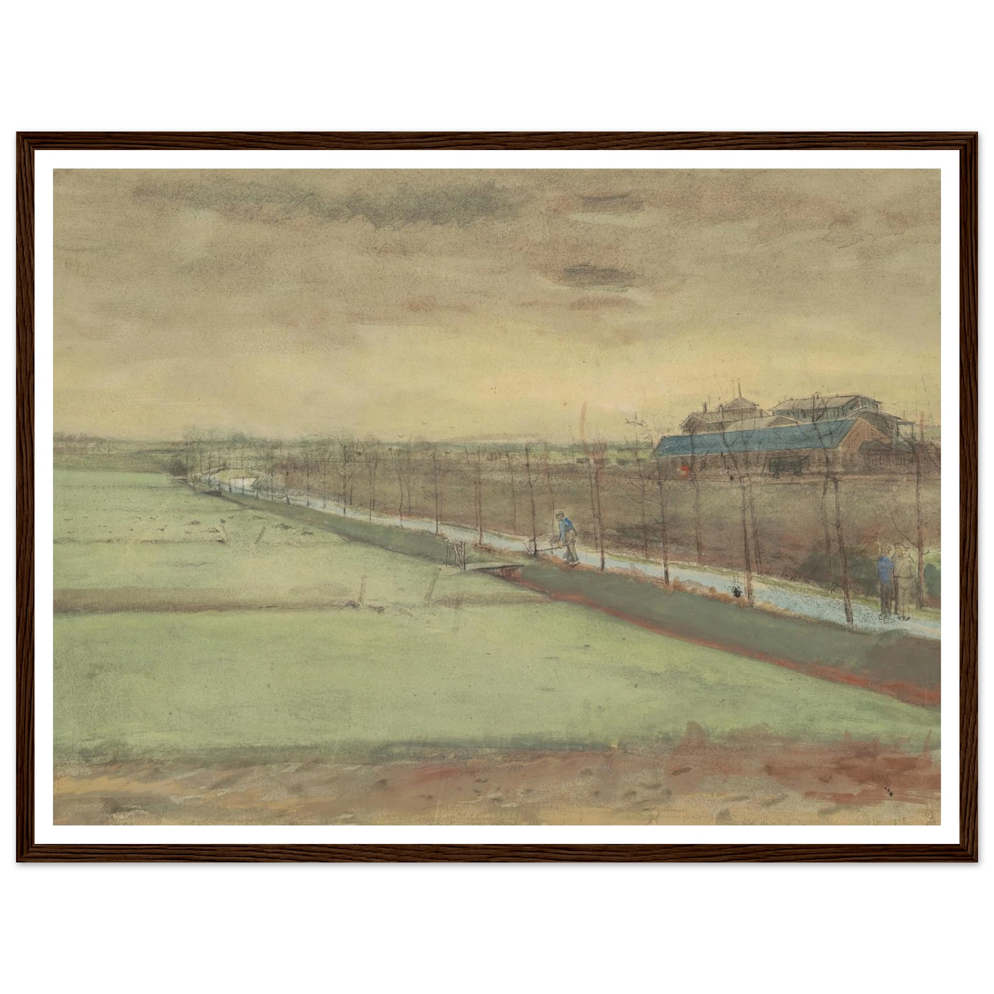 Weilanden bij Rijswijk en de Schenkweg (1882) Art Print | Vincent van Gogh - Framed Poster - 30x40 cm / 12x16″ - Black frame