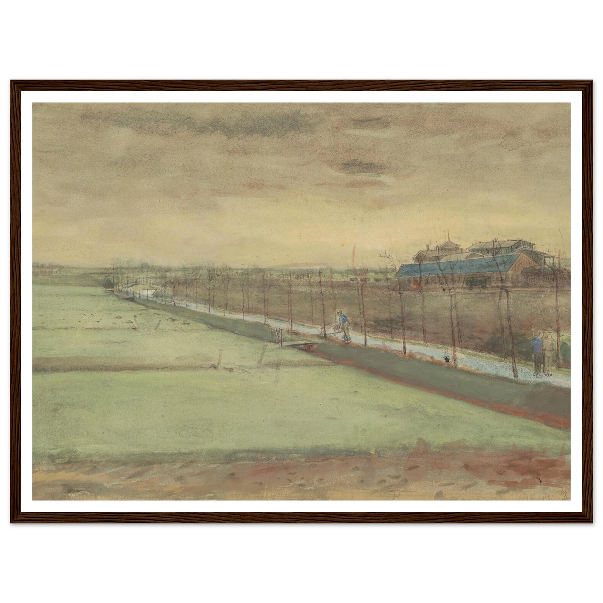Weilanden bij Rijswijk en de Schenkweg (1882) Art Print | Vincent van Gogh - Framed Poster - 30x40 cm / 12x16″ - Black frame