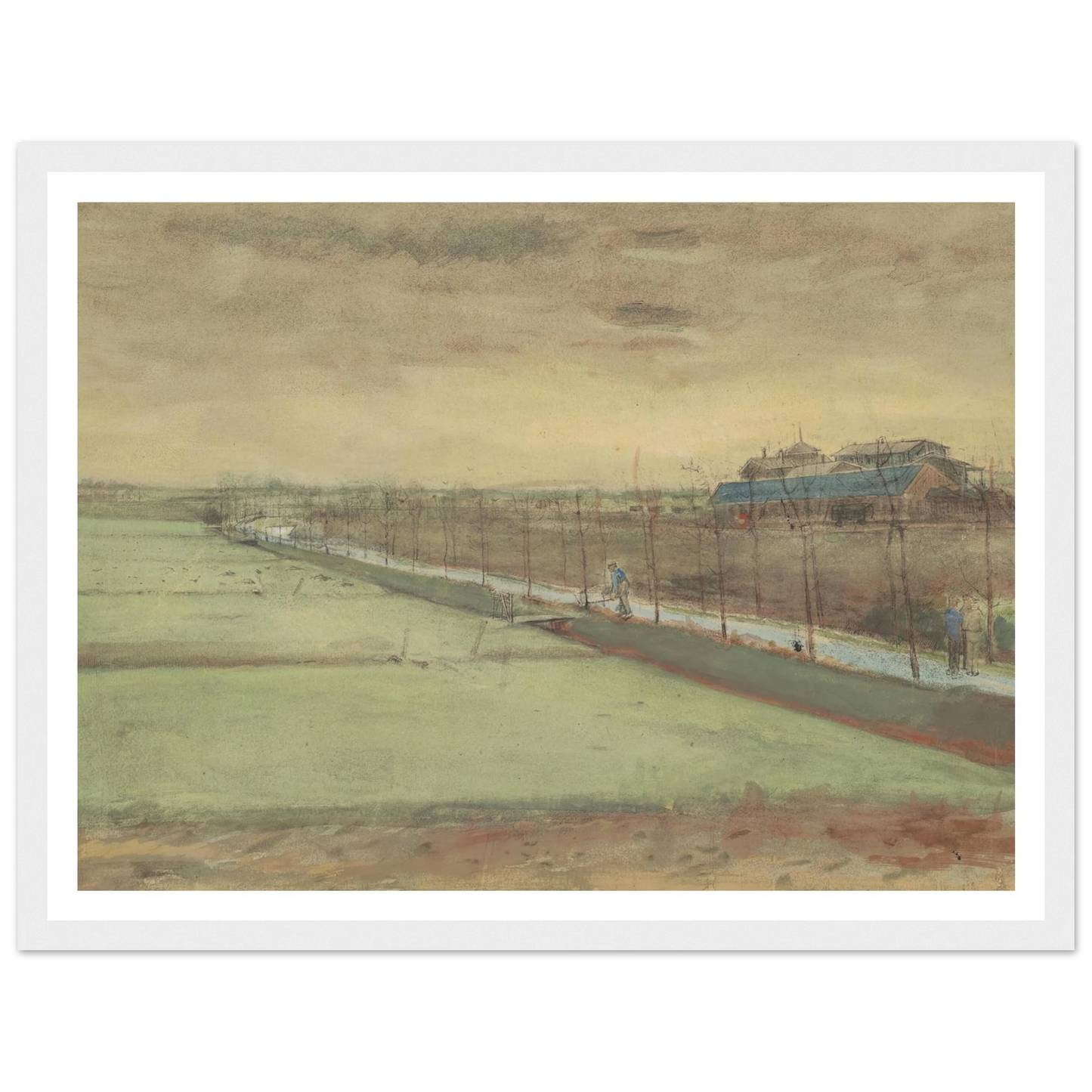 Weilanden bij Rijswijk en de Schenkweg (1882) Art Print | Vincent van Gogh - Framed Poster - 30x40 cm / 12x16″ - Black frame