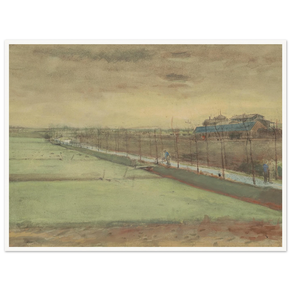 Weilanden bij Rijswijk en de Schenkweg (1882) Art Print | Vincent van Gogh - Framed Poster - 30x40 cm / 12x16″ - Black frame