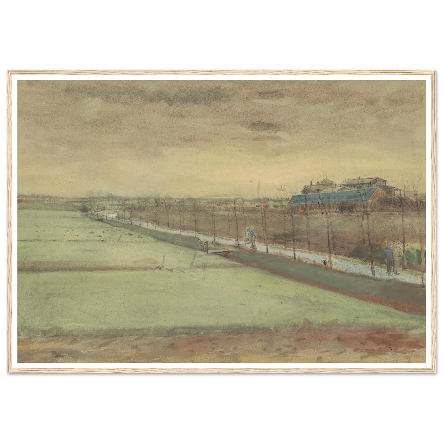 Weilanden bij Rijswijk en de Schenkweg (1882) Art Print | Vincent van Gogh - Framed Poster - 30x40 cm / 12x16″ - Black frame