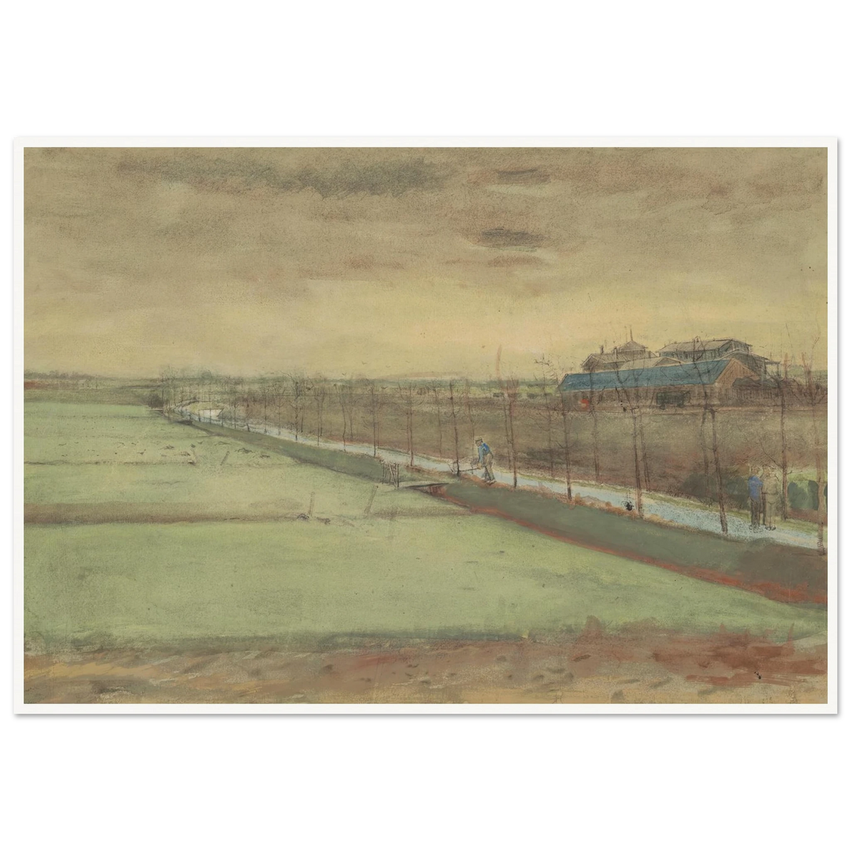 Weilanden bij Rijswijk en de Schenkweg (1882) Art Print | Vincent van Gogh - Framed Poster - 30x40 cm / 12x16″ - Black frame