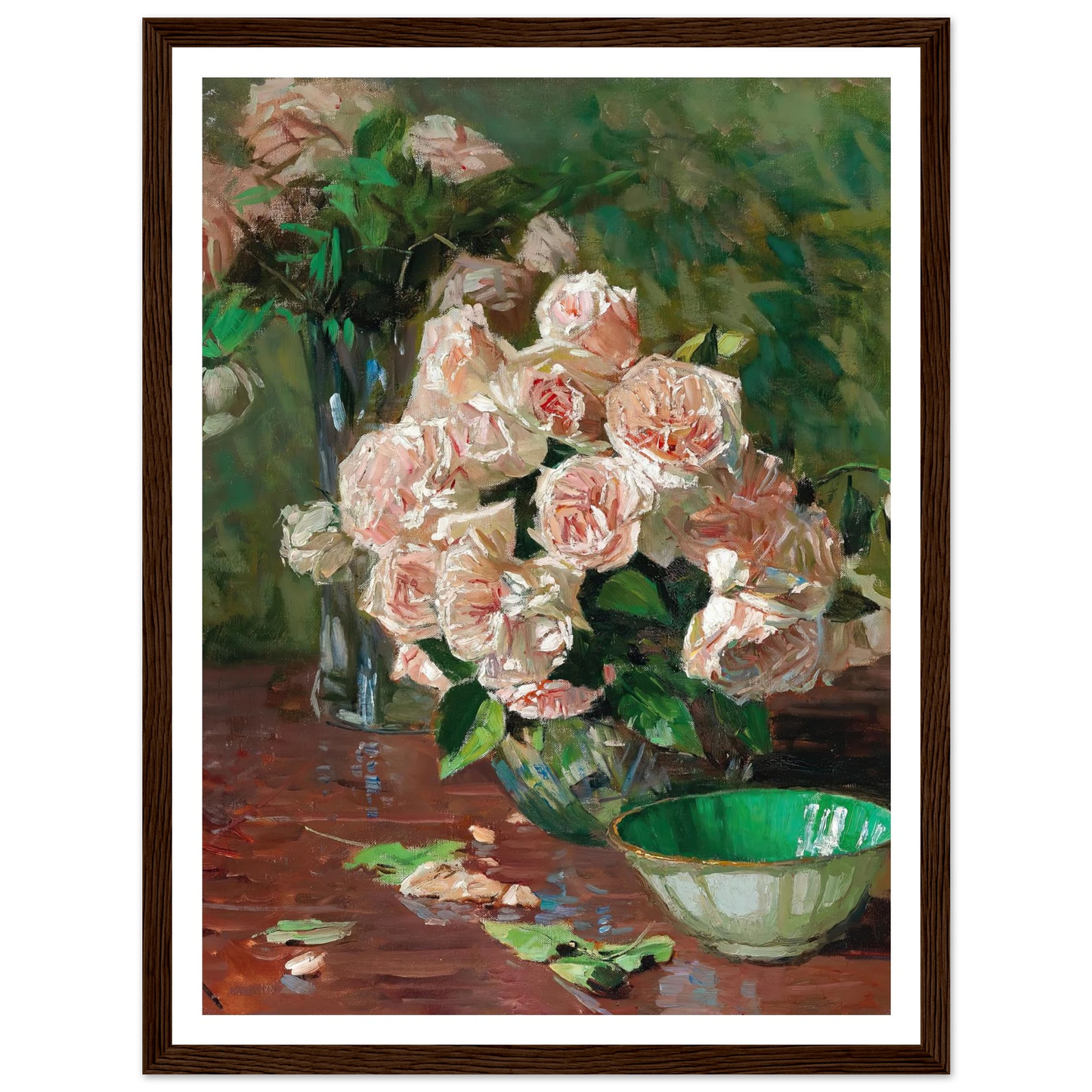 Weiße Rosen II (c. 1925) Art Print | Carl Moll - Framed Poster - 30x40 cm / 12x16″ - Black frame
