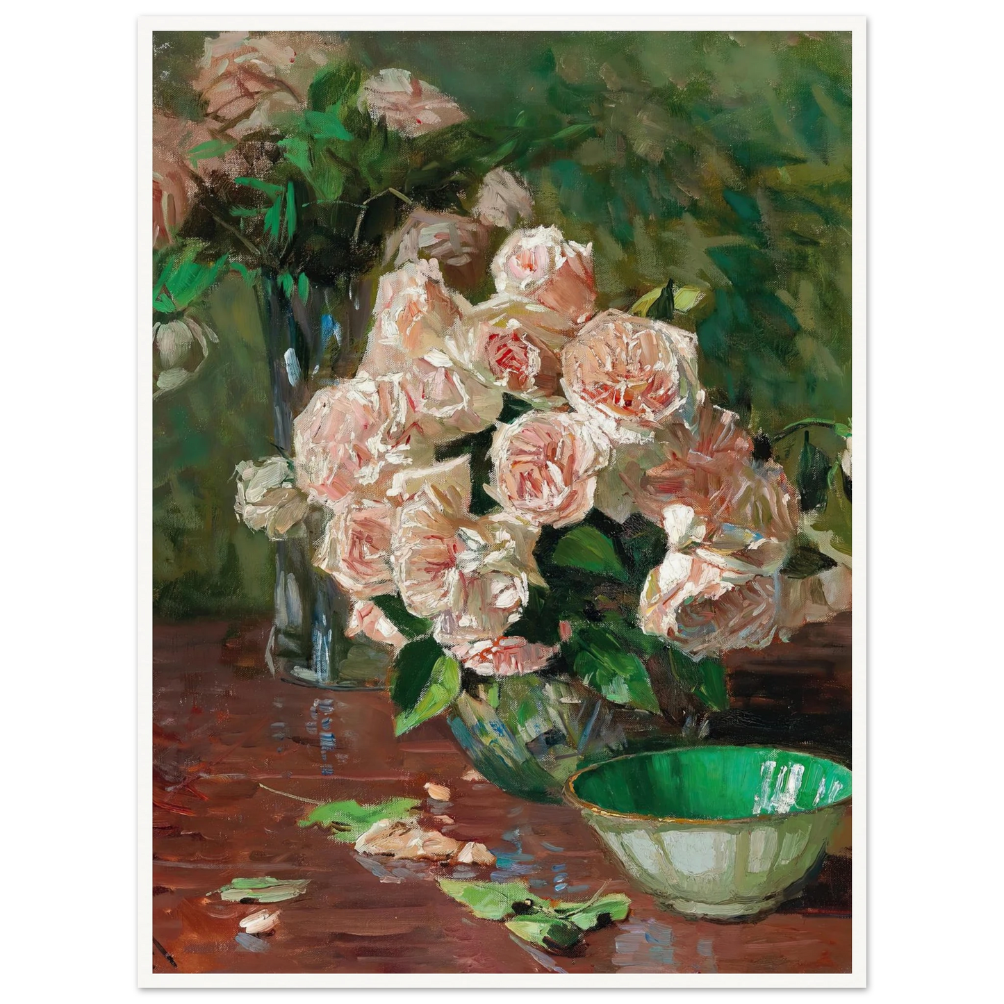Weiße Rosen II (c. 1925) Art Print | Carl Moll - Framed Poster - 30x40 cm / 12x16″ - Black frame