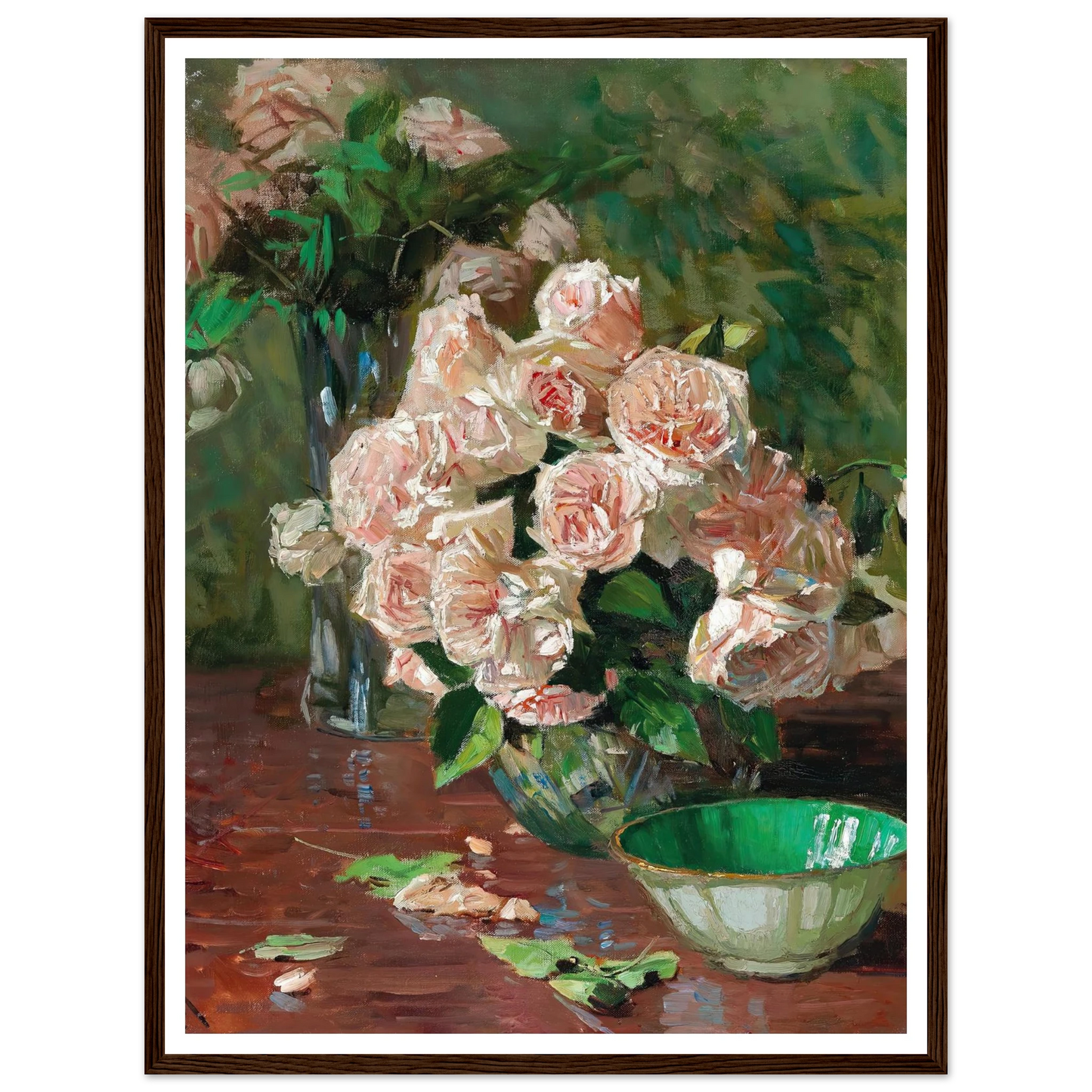 Weiße Rosen II (c. 1925) Art Print | Carl Moll - Framed Poster - 30x40 cm / 12x16″ - Black frame