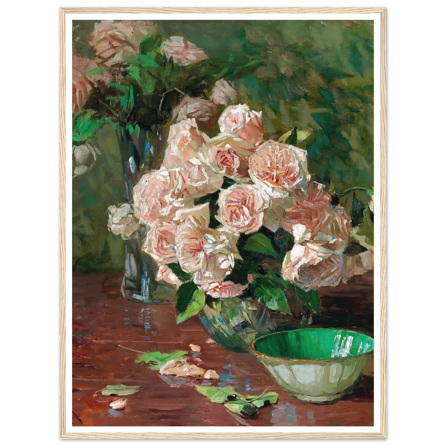 Weiße Rosen II (c. 1925) Art Print | Carl Moll - Framed Poster - 30x40 cm / 12x16″ - Black frame