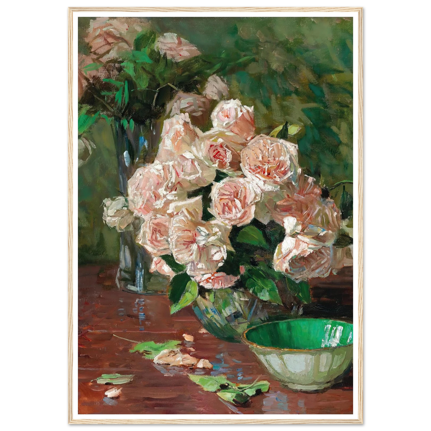 Weiße Rosen II (c. 1925) Art Print | Carl Moll - Framed Poster - 30x40 cm / 12x16″ - Black frame
