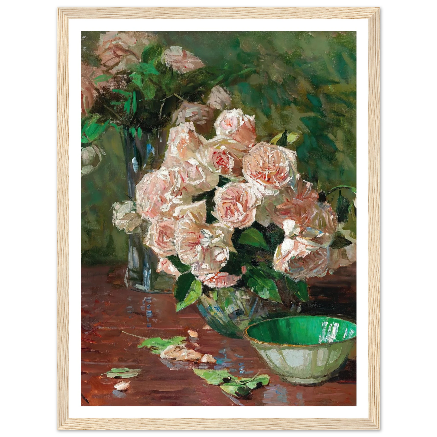 Weiße Rosen II (c. 1925) Art Print | Carl Moll - Framed Poster - 30x40 cm / 12x16″ - Black frame