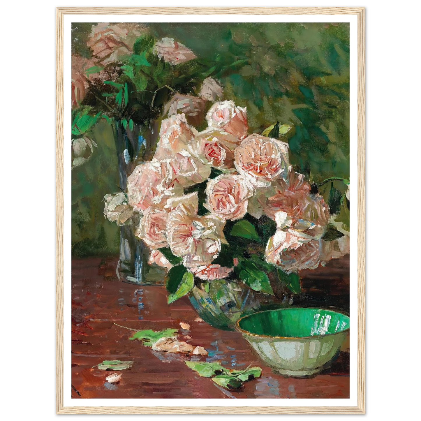 Weiße Rosen II (c. 1925) Art Print | Carl Moll - Framed Poster - 30x40 cm / 12x16″ - Black frame
