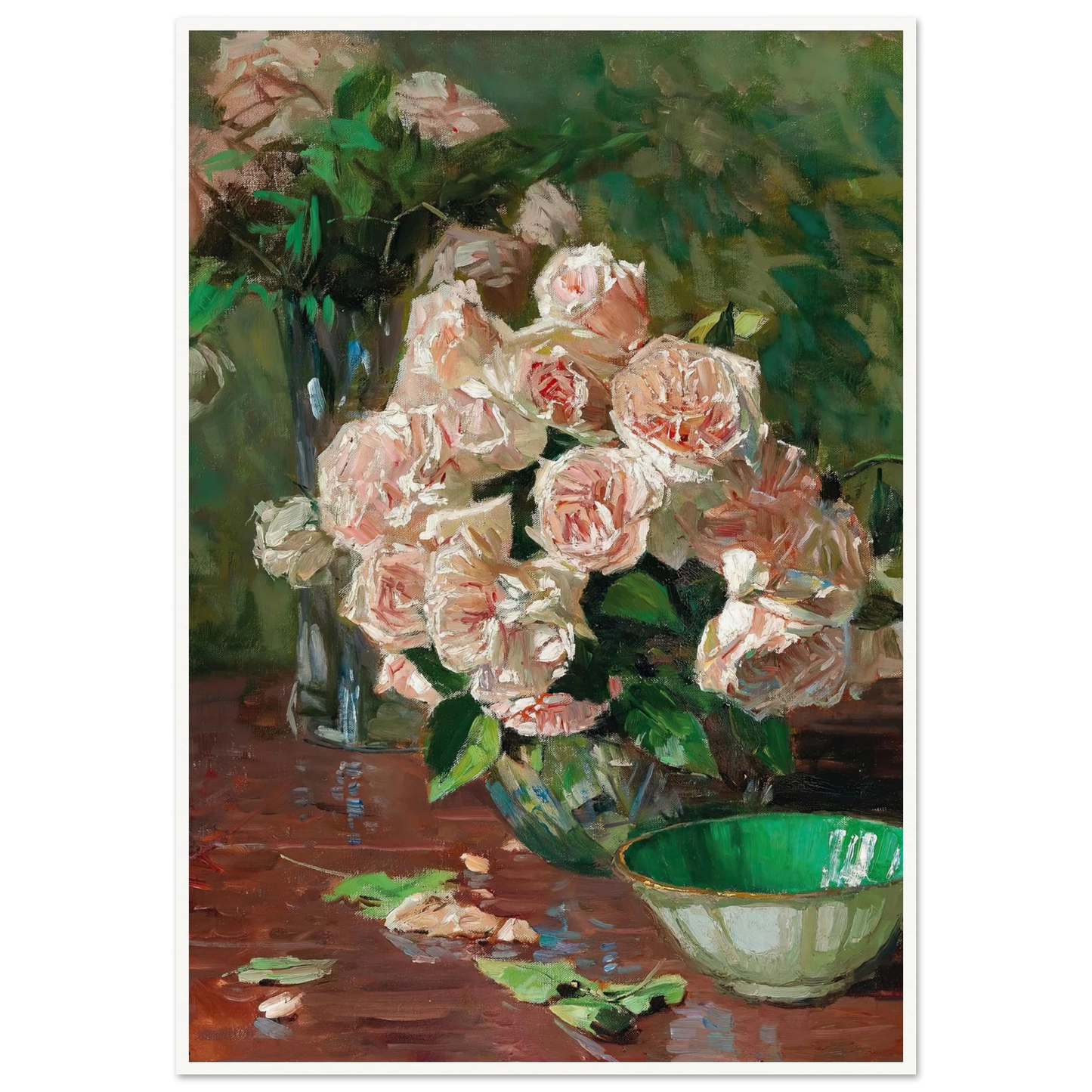 Weiße Rosen II (c. 1925) Art Print | Carl Moll - Framed Poster - 30x40 cm / 12x16″ - Black frame
