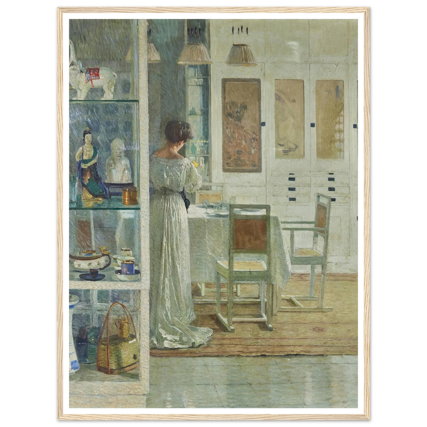 Weißes Interieur (White Interior) (1905) Art Print | Carl Moll - Framed Poster - 30x40 cm / 12x16″ - Black frame