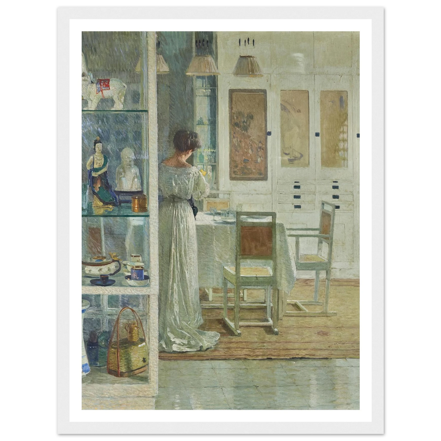 Weißes Interieur (White Interior) (1905) Art Print | Carl Moll - Framed Poster - 30x40 cm / 12x16″ - Black frame