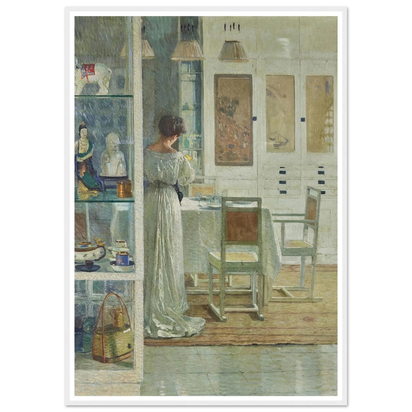 Weißes Interieur (White Interior) (1905) Art Print | Carl Moll - Framed Poster - 30x40 cm / 12x16″ - Black frame