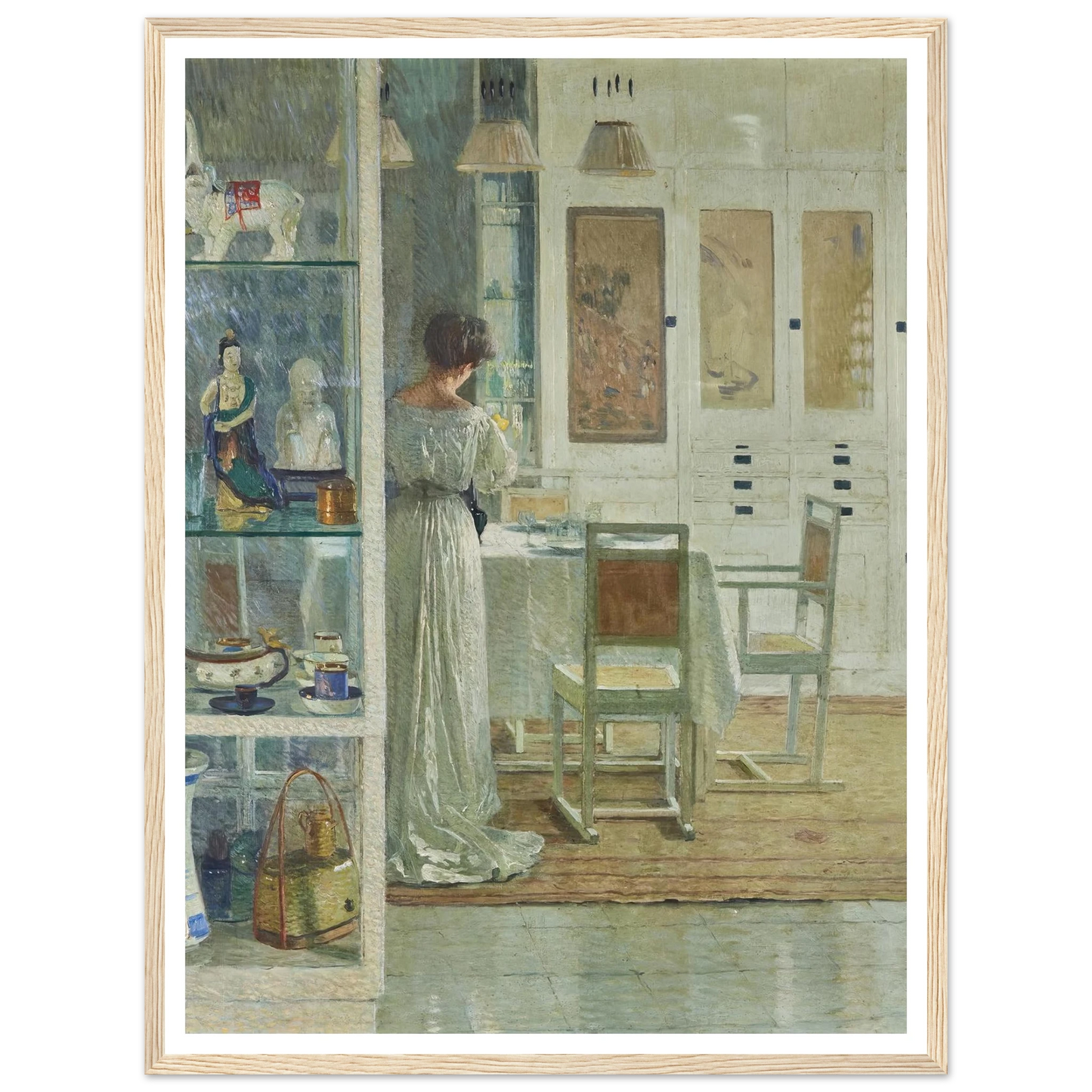 Weißes Interieur (White Interior) (1905) Art Print | Carl Moll - Framed Poster - 30x40 cm / 12x16″ - Black frame