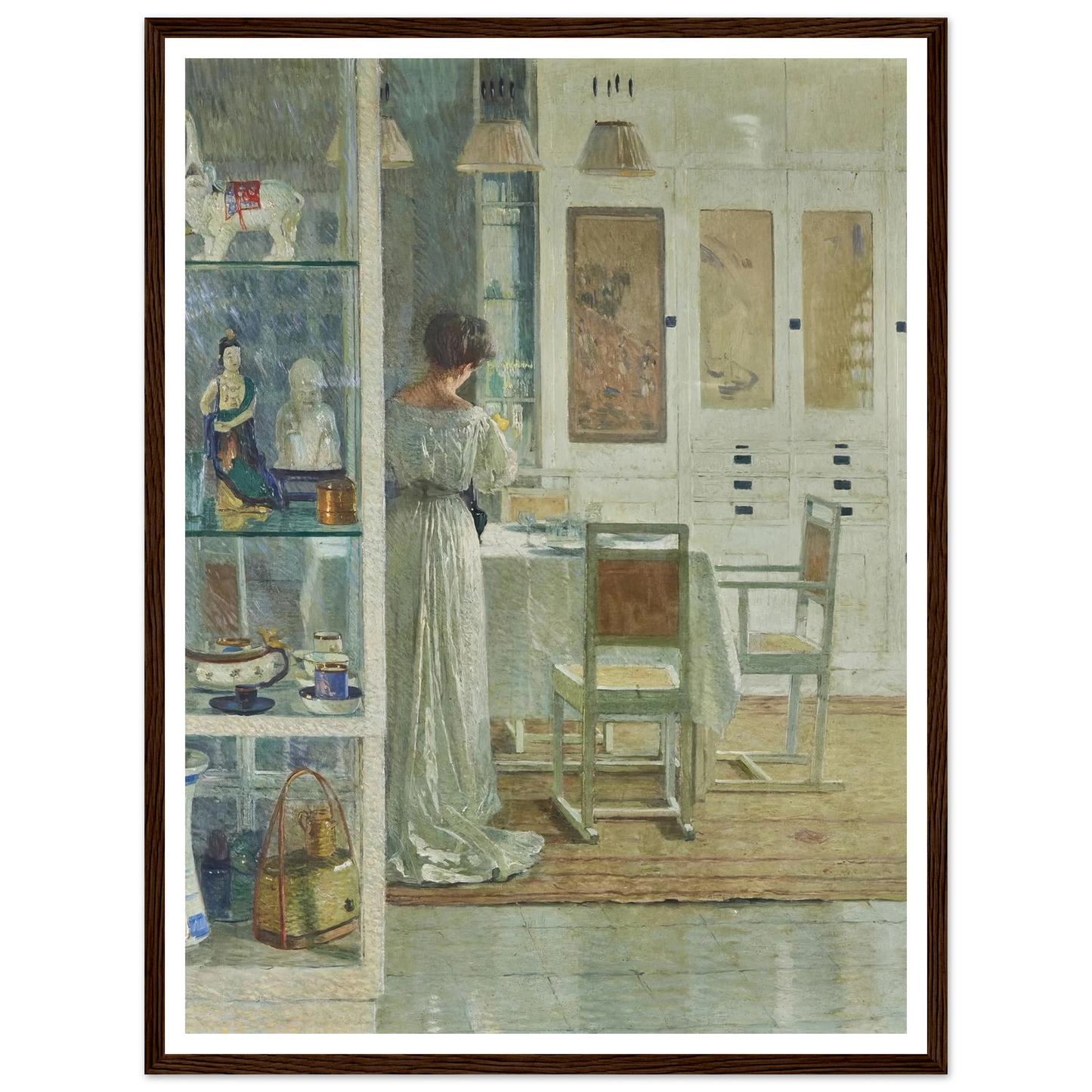 Weißes Interieur (White Interior) (1905) Art Print | Carl Moll - Framed Poster - 30x40 cm / 12x16″ - Black frame