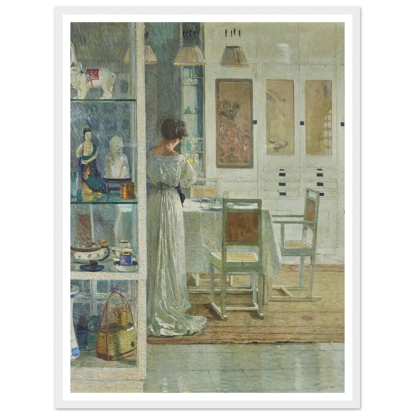 Weißes Interieur (White Interior) (1905) Art Print | Carl Moll - Framed Poster - 30x40 cm / 12x16″ - Black frame