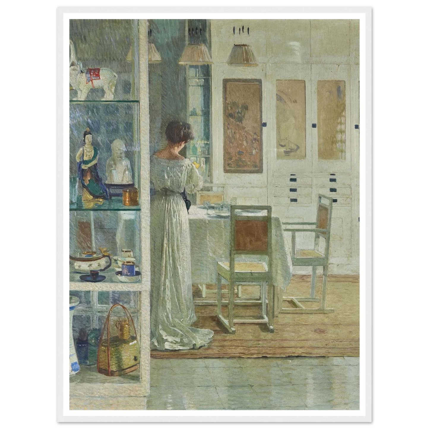 Weißes Interieur (White Interior) (1905) Art Print | Carl Moll - Framed Poster - 30x40 cm / 12x16″ - Black frame