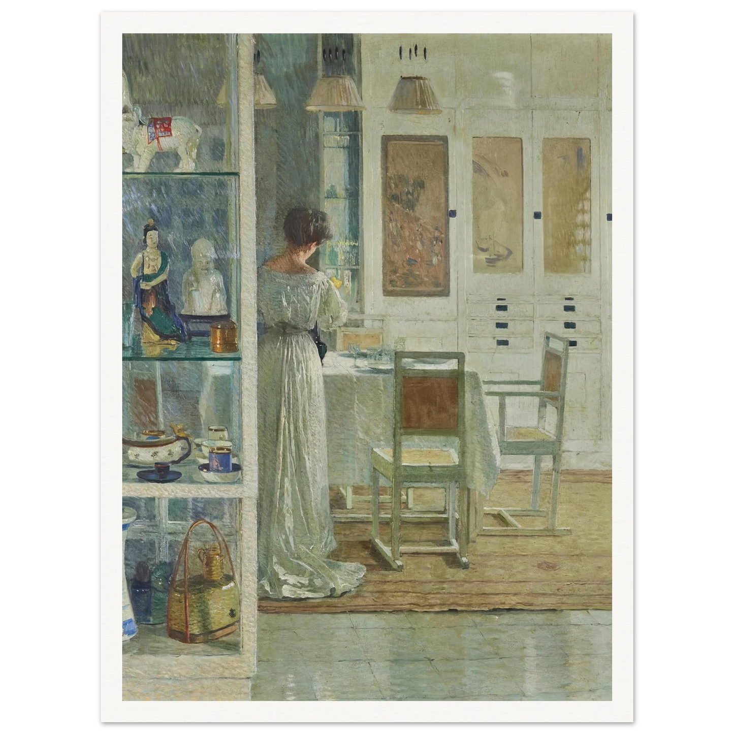 Weißes Interieur (White Interior) (1905) Art Print | Carl Moll - Framed Poster - 30x40 cm / 12x16″ - Black frame