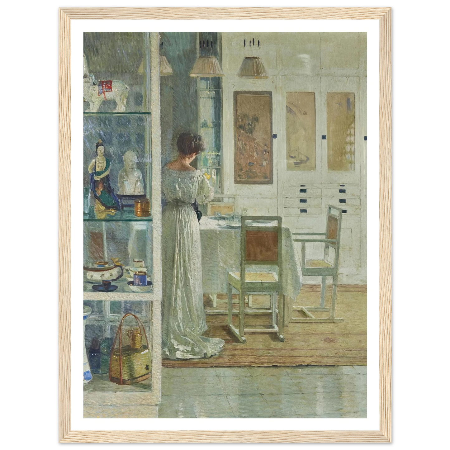 Weißes Interieur (White Interior) (1905) Art Print | Carl Moll - Framed Poster - 30x40 cm / 12x16″ - Black frame