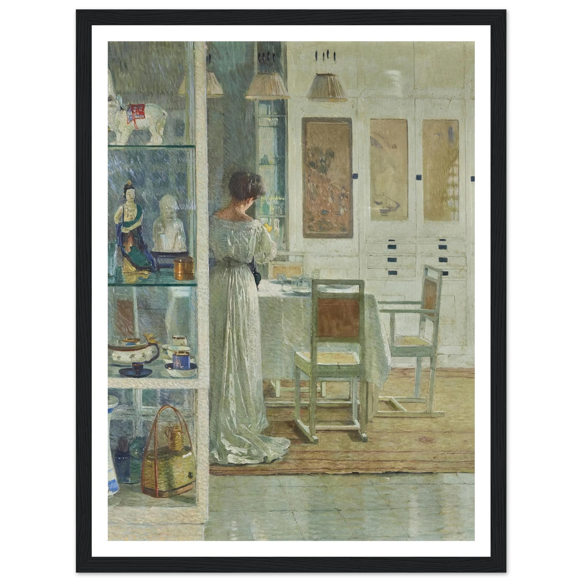 Weißes Interieur (White Interior) (1905) Art Print | Carl Moll - Framed Poster - 30x40 cm / 12x16″ - Black frame