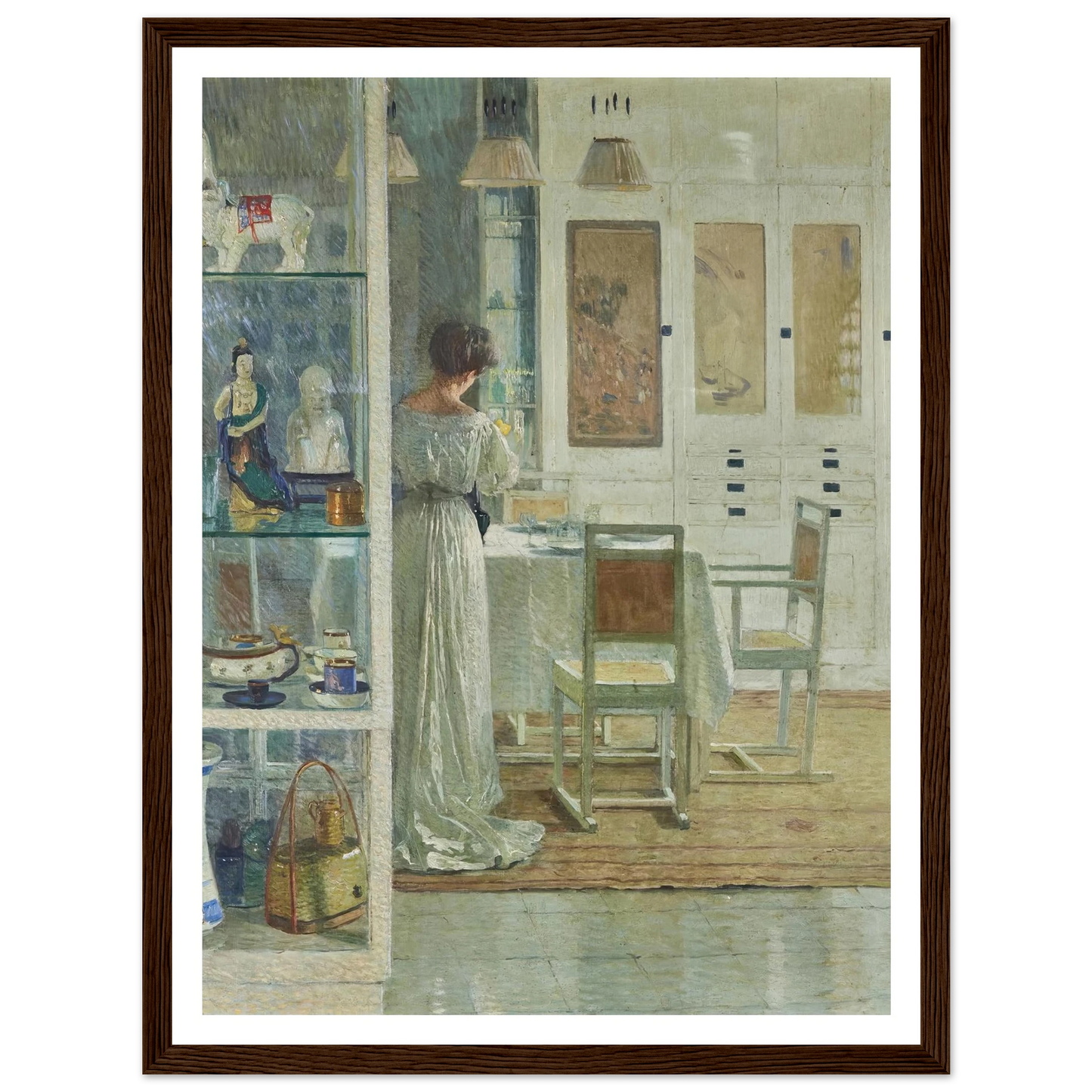 Weißes Interieur (White Interior) (1905) Art Print | Carl Moll - Framed Poster - 30x40 cm / 12x16″ - Black frame