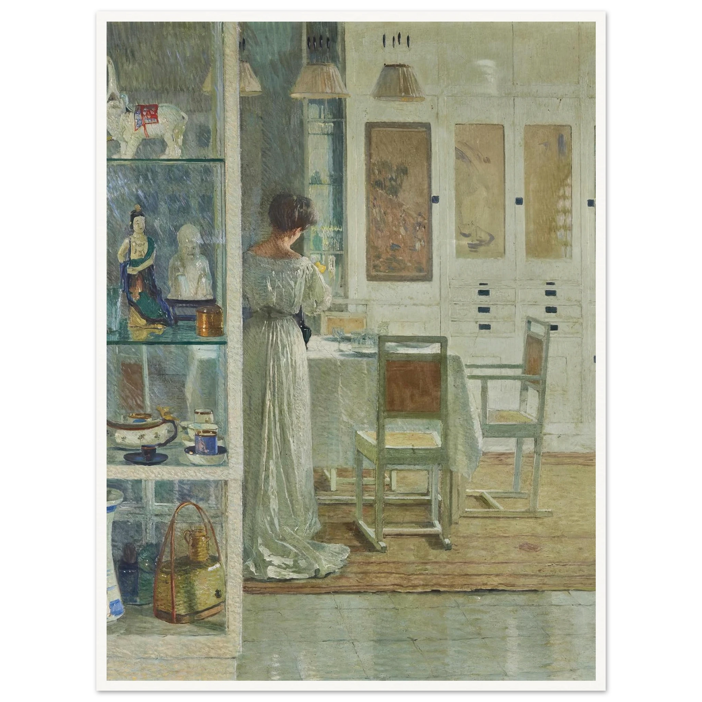 Weißes Interieur (White Interior) (1905) Art Print | Carl Moll - Framed Poster - 30x40 cm / 12x16″ - Black frame