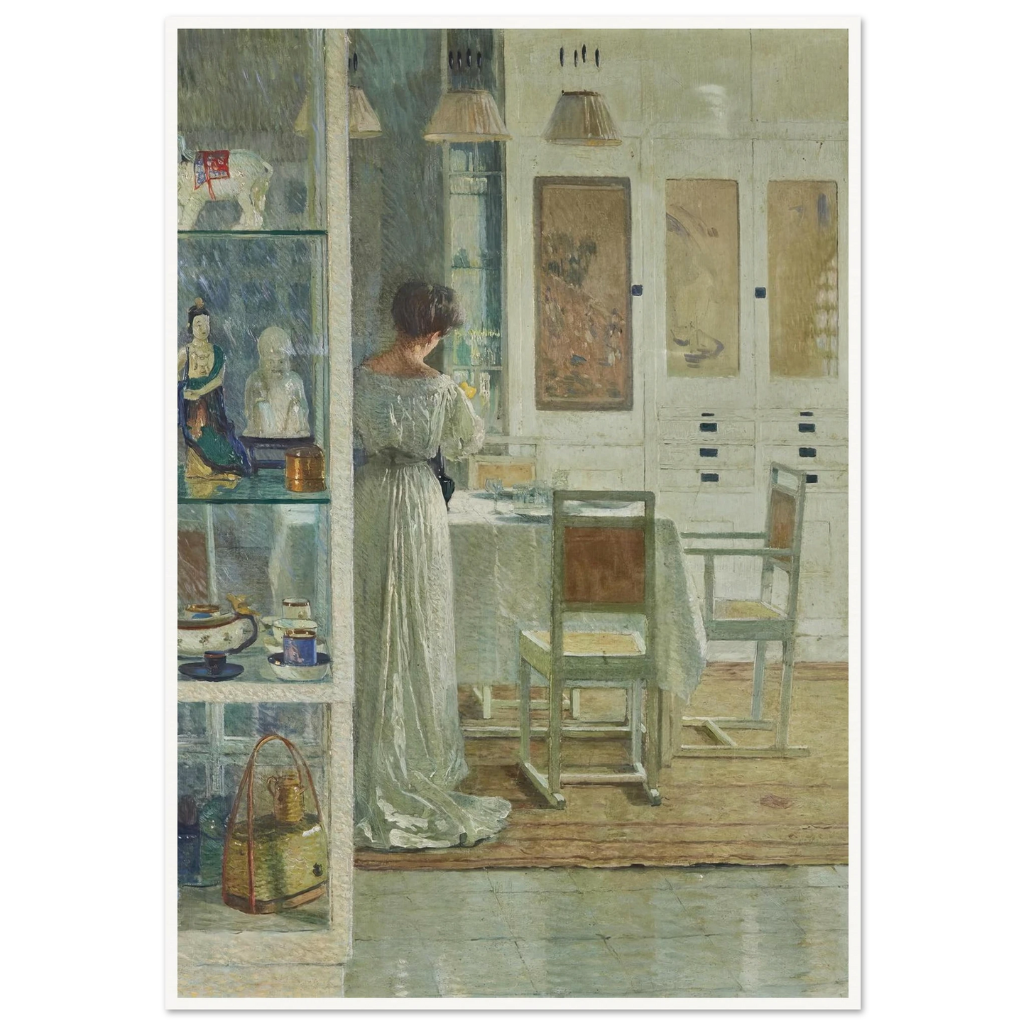 Weißes Interieur (White Interior) (1905) Art Print | Carl Moll - Framed Poster - 30x40 cm / 12x16″ - Black frame