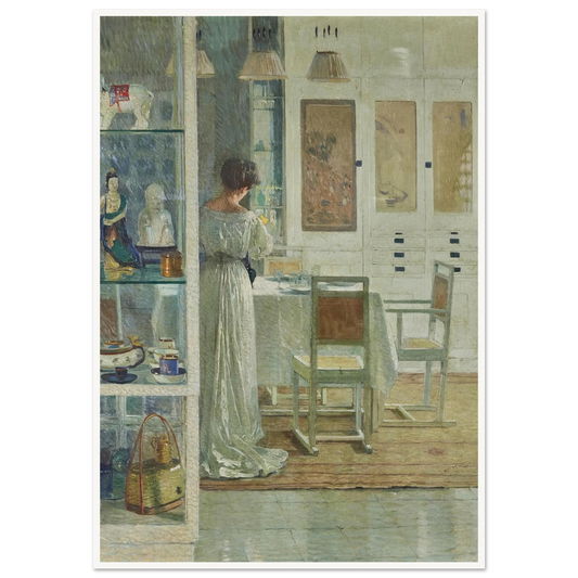 Weißes Interieur (White Interior) (1905) Art Print | Carl Moll - Framed Poster - 30x40 cm / 12x16″ - Black frame
