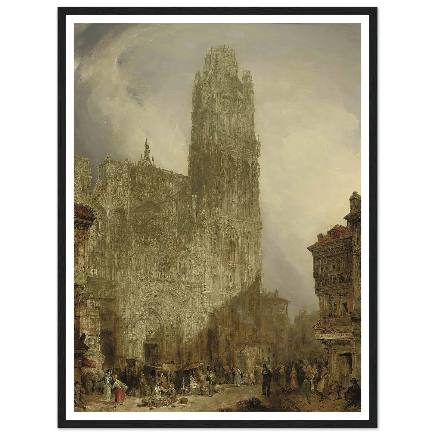 West front of Notre Dame Cathedral, Rouen (1825) Art Print | David Roberts - Framed Poster - 30x40 cm / 12x16″ - Black frame
