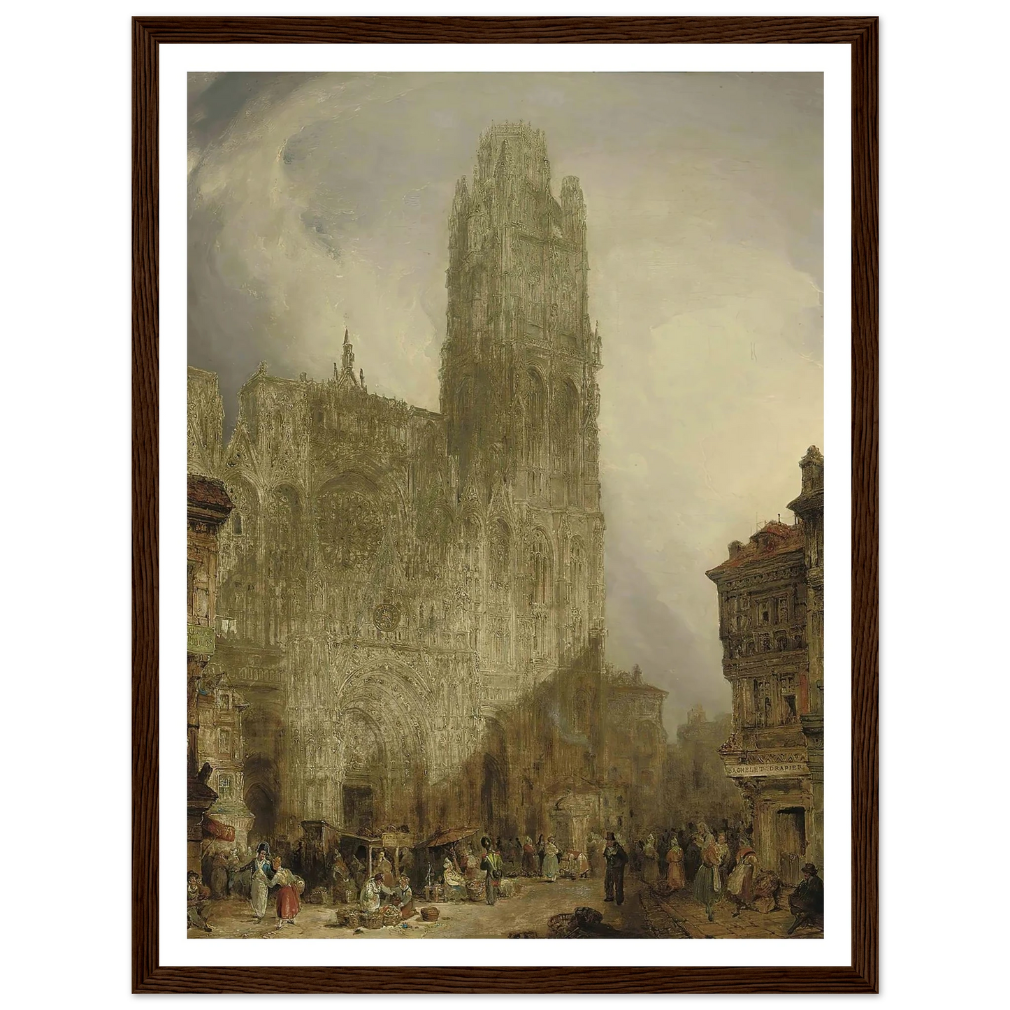 West front of Notre Dame Cathedral, Rouen (1825) Art Print | David Roberts - Framed Poster - 30x40 cm / 12x16″ - Black frame