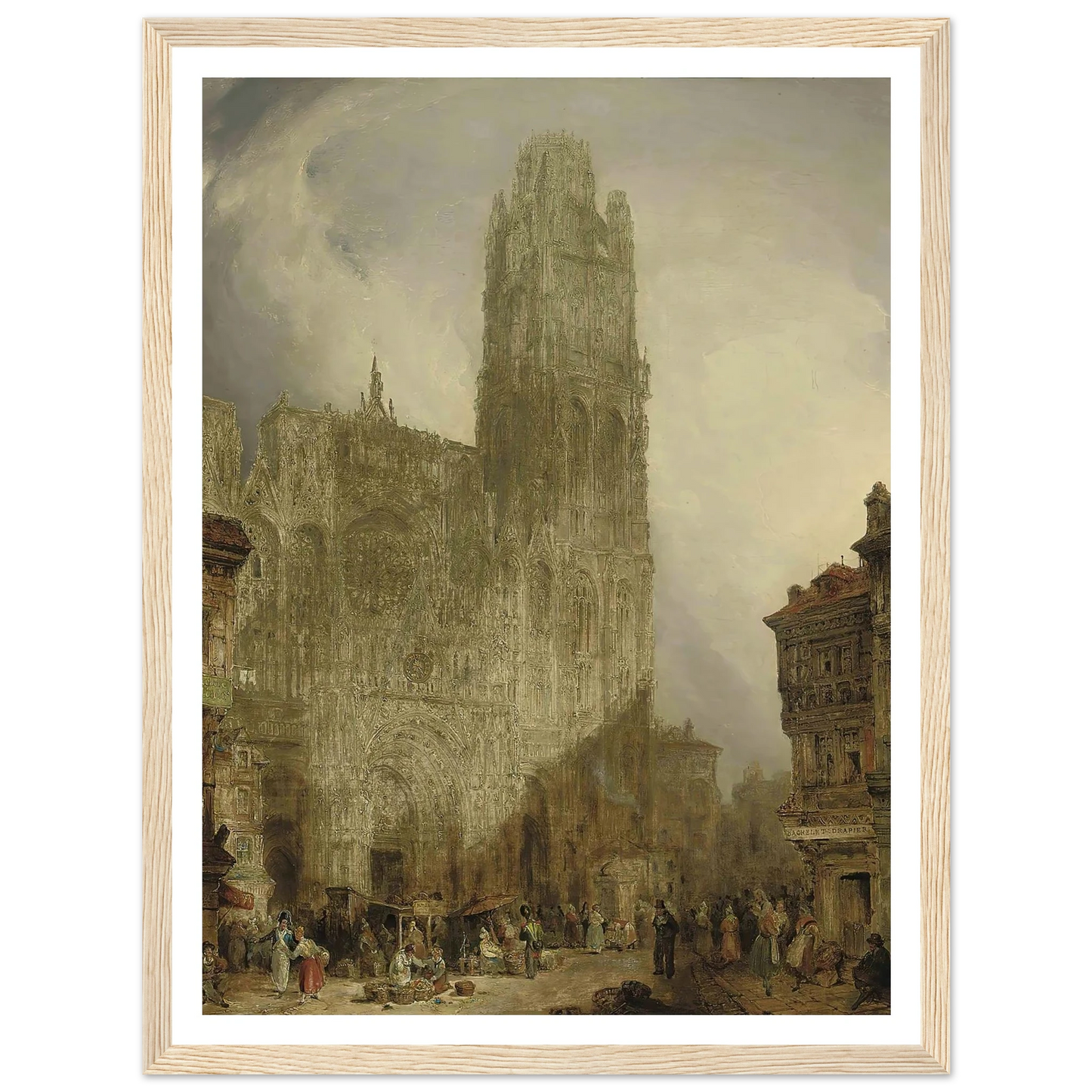 West front of Notre Dame Cathedral, Rouen (1825) Art Print | David Roberts - Framed Poster - 30x40 cm / 12x16″ - Black frame