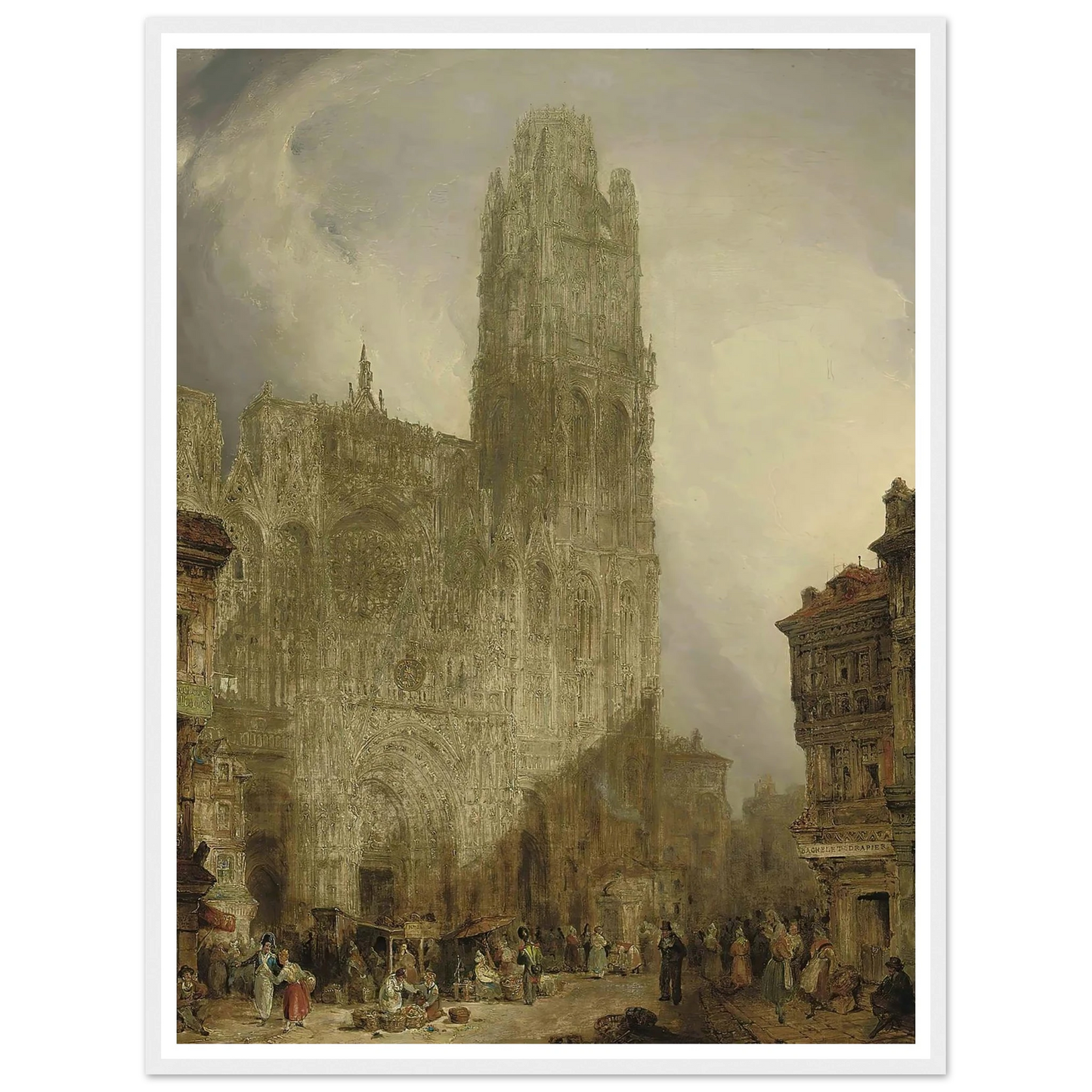 West front of Notre Dame Cathedral, Rouen (1825) Art Print | David Roberts - Framed Poster - 30x40 cm / 12x16″ - Black frame