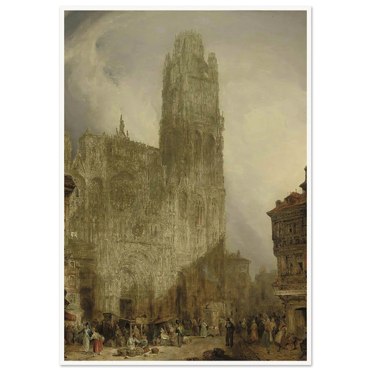 West front of Notre Dame Cathedral, Rouen (1825) Art Print | David Roberts - Framed Poster - 30x40 cm / 12x16″ - Black frame