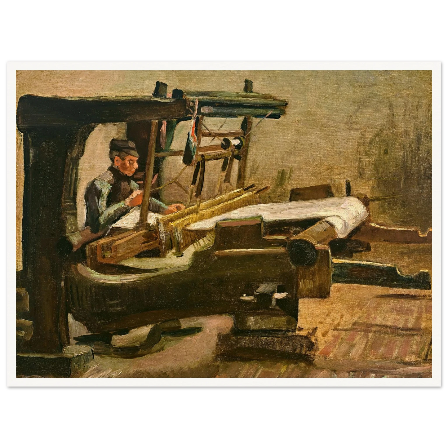 Wever naar rechts gekeerd (Weaver Facing Right) (1884) Art Print | Vincent van Gogh - Framed Poster - 30x40 cm / 12x16″ - Black frame