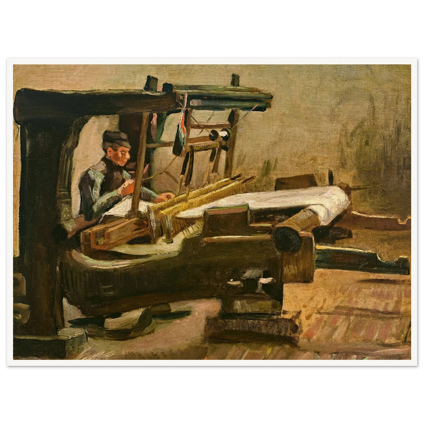 Wever naar rechts gekeerd (Weaver Facing Right) (1884) Art Print | Vincent van Gogh - Framed Poster - 30x40 cm / 12x16″ - Black frame