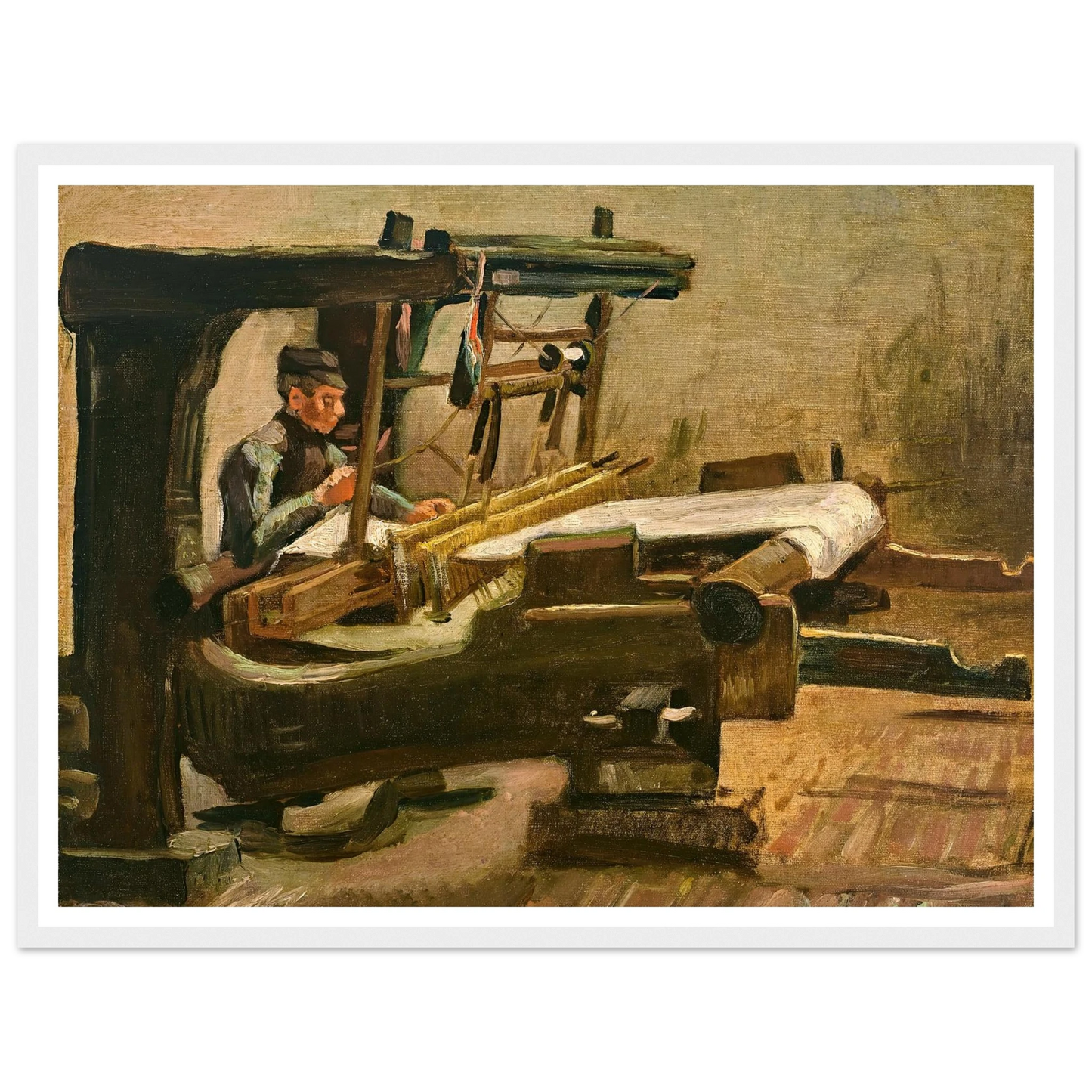 Wever naar rechts gekeerd (Weaver Facing Right) (1884) Art Print | Vincent van Gogh - Framed Poster - 30x40 cm / 12x16″ - Black frame